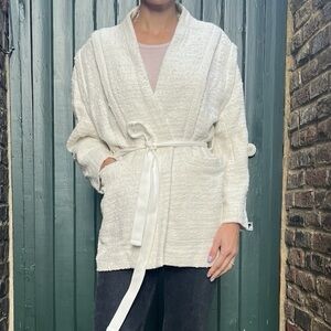 IRO Paris cream cotton tweed boucle belted Ankyl jacket - size FR 36 (US 6)